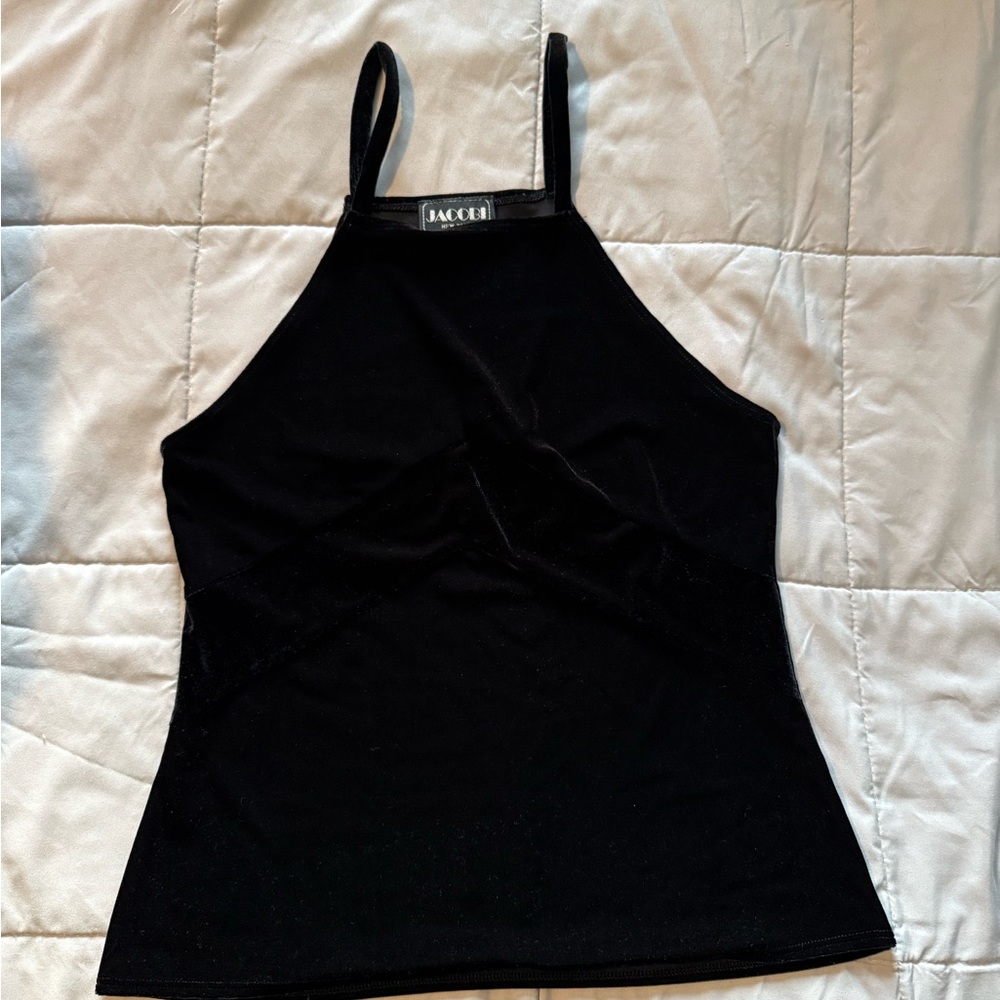 Jacobi NY Black Fitted Velvet Feel Camisole Top - Size S